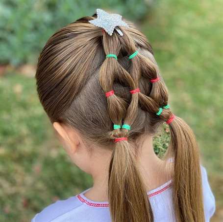 Kiểu tóc giáng sinh cho trẻ em cây thông giáng sinh ngôi sao topper