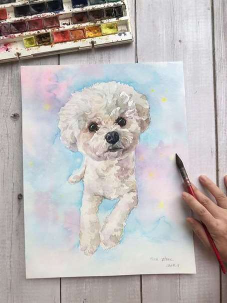 Watercolor custom pet portrait christmas gift ideas for mom 