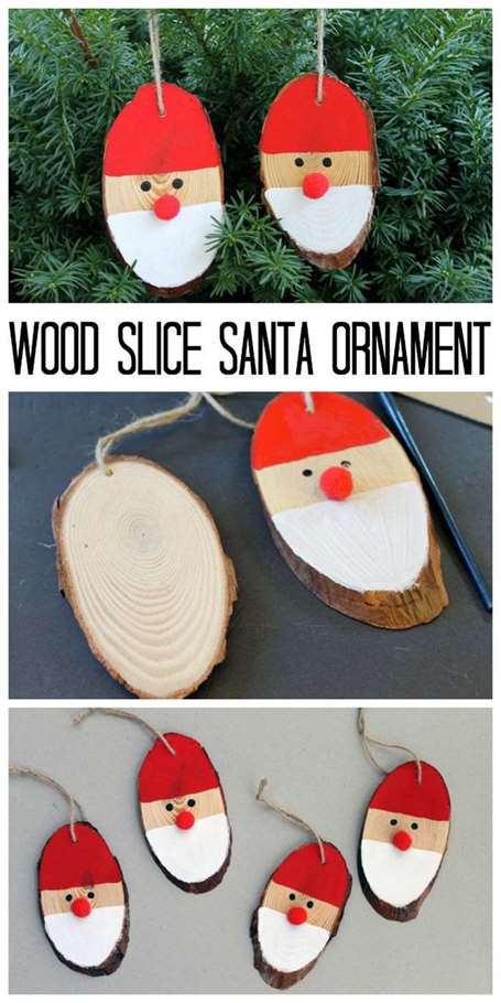 Diy wood slice santa ornament wooden christmas yard decorations
