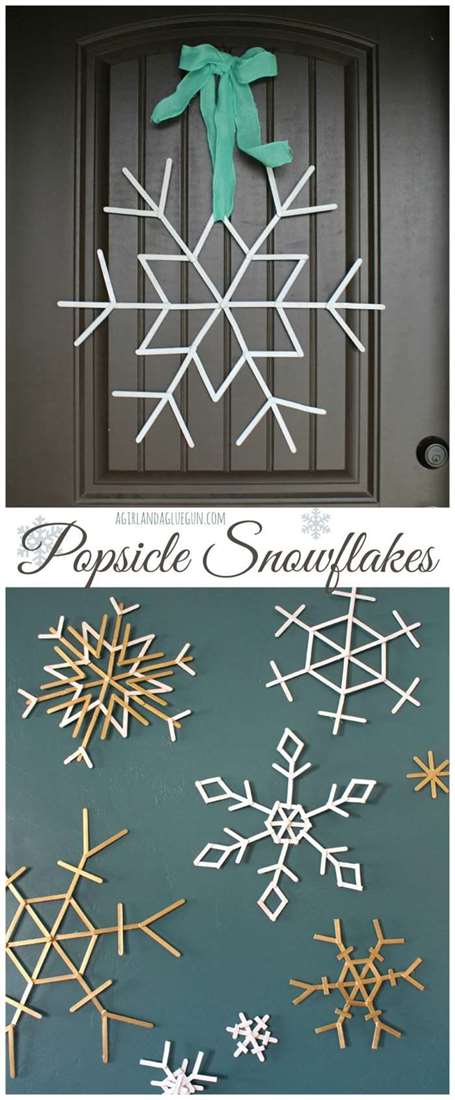 Popsicle stick snowflakes christmas lawn decorations