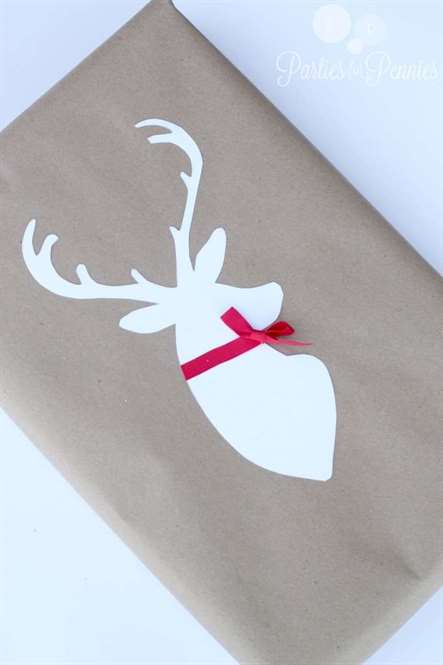 Reindeer Silhouette Christmas Gift Wrapping Idea