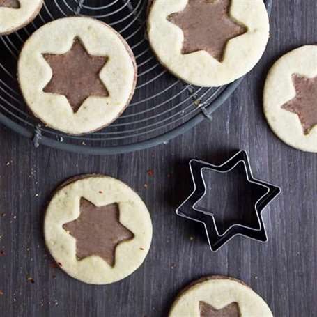 Chili Chocolate Star Christmas Cookies