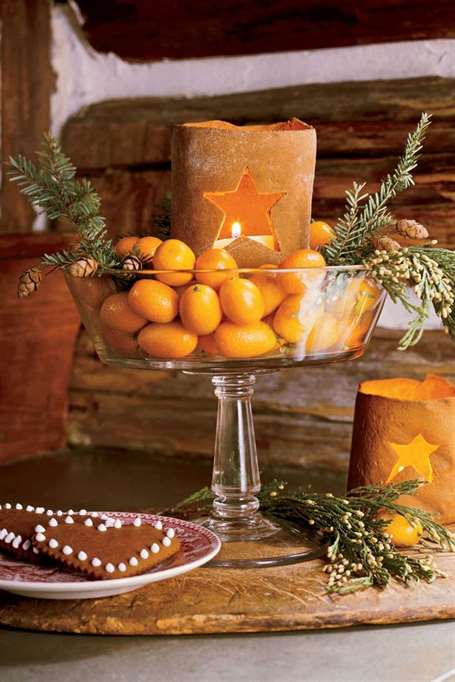 Clementines & Candles Christmas Table Centerpiece