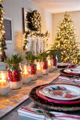 Rows of Jars - Christmas Table Centerpiece