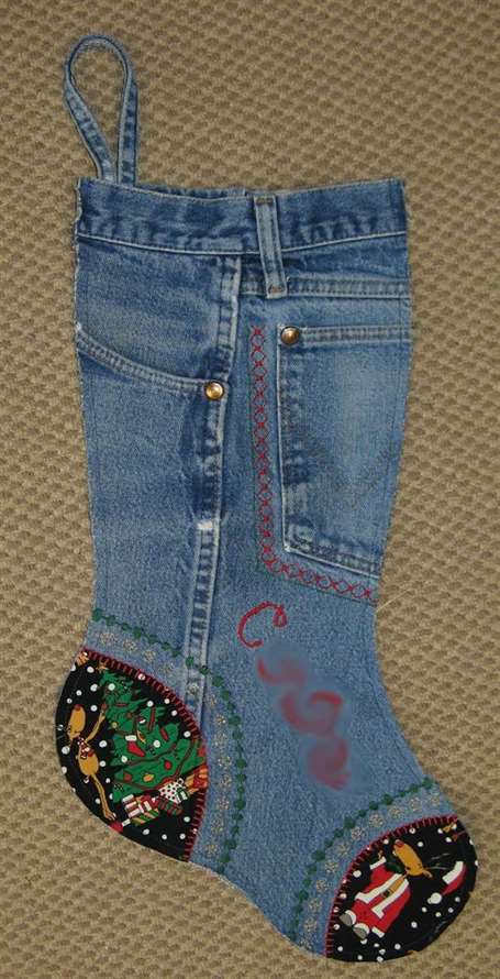 Denim jeans personalized christmas stockings 