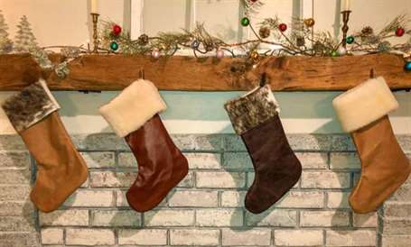 Faux leather handmade christmas stockings 