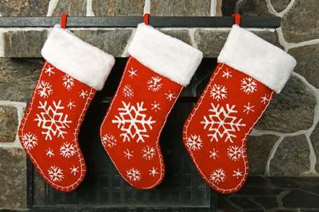 Classical christmas stockings with snowflakes
