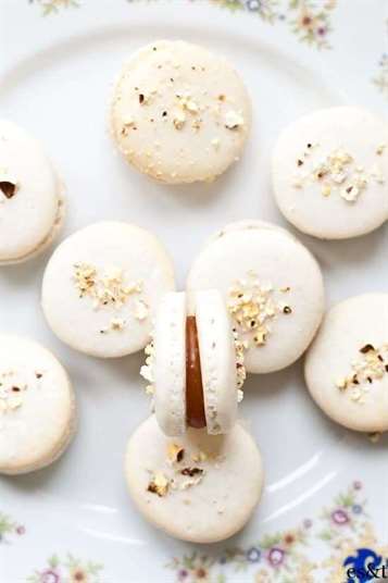 Salted Caramel Macarons with Popcorn Topping