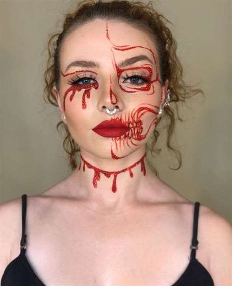 Bloody face halloween makeup ideas 