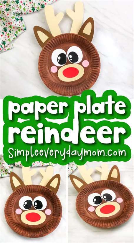 Paper plate reindeers preschool christmas crafts 