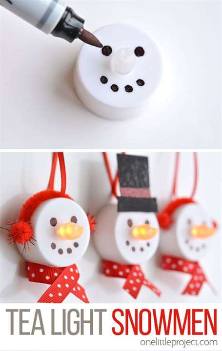 Tea light snowman ornaments christmas arts and crafts for kids 