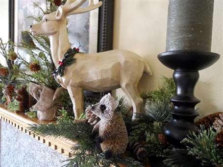 Woodland Creatures on the Mantle - Fireplace Christmas Decor Ideas