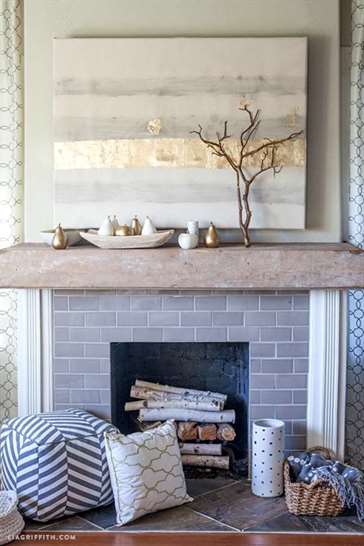 Gold And Neutral Mantel Decor