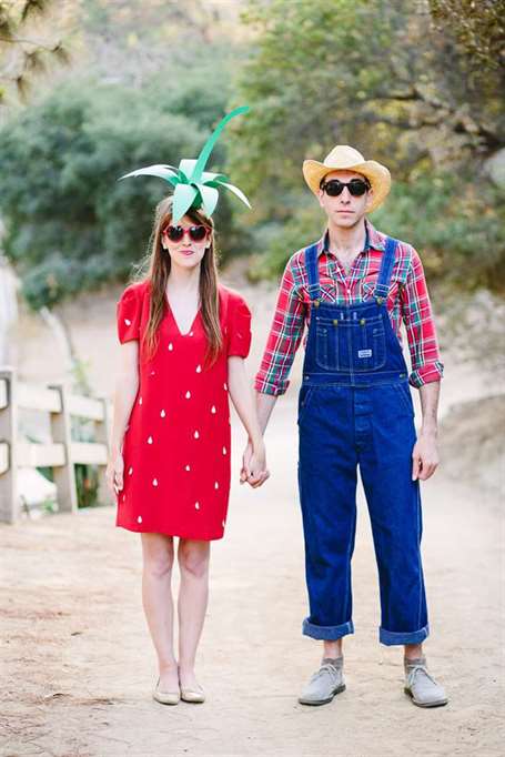 Easy Couple Halloween Costume - Strawberry and Farmer Costumes