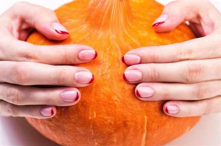 Simple halloween nail designs autumn french manicure with red tips 