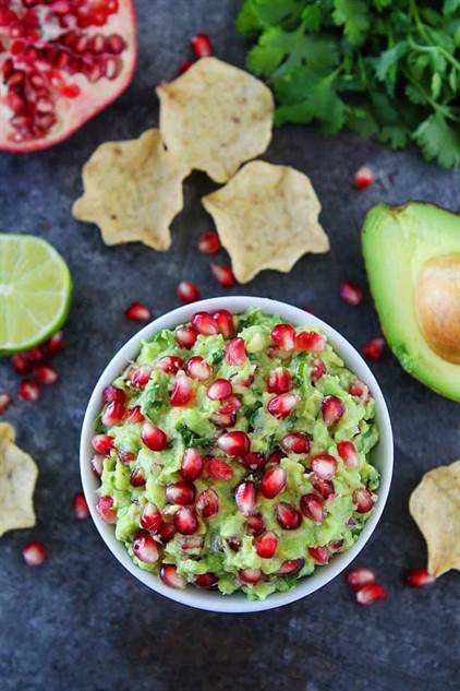 Pomegranate Guacamole Christmas Party Food