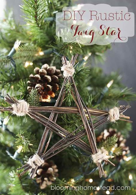 Twig Star Trang trí cây thông Noel mộc mạc