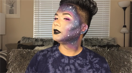 Galaxy glam halloween makeup for men