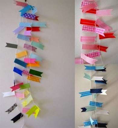 Washi Tape Bunting - Vòng hoa ruy băng trên cây thông Noel