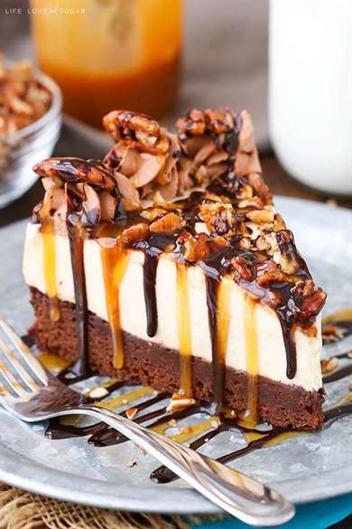 Turtle Brownie Cheesecake - Ý tưởng Món tráng miệng Lễ Tạ ơn