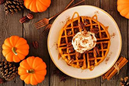 Bí ngô gia vị waffle món tráng miệng dễ dàng tạ ơn