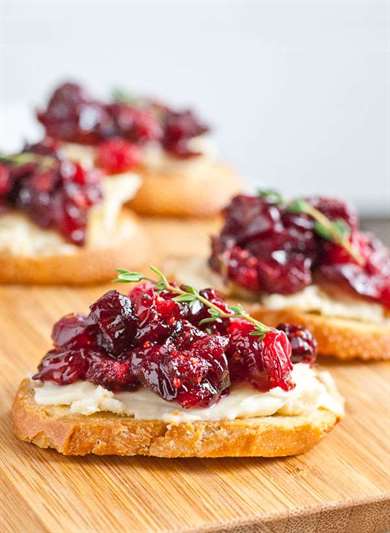 Roasted Balsamic Cranberry Brie Crostini Thanksgiving Appetizers