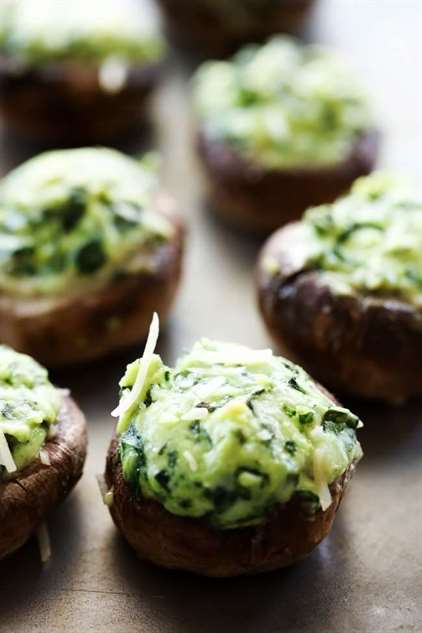 Spinach-Stuffed Mushrooms - Healthy Thanksgiving Appetizers