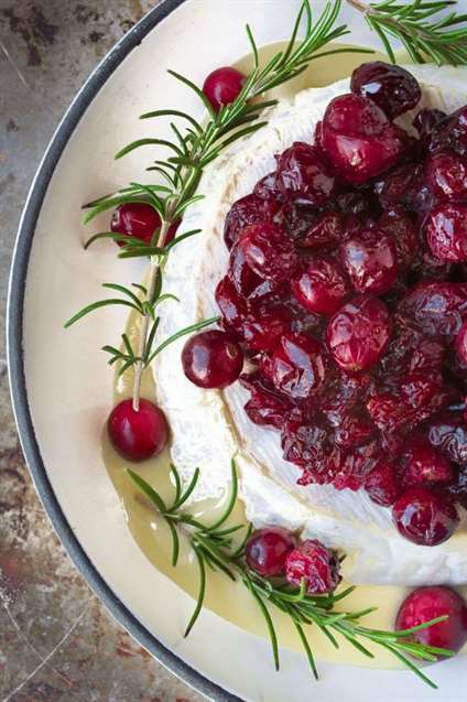 Baked Brie with Maple Roasted Cranberries - Healthy Thanksgiving Appetizers