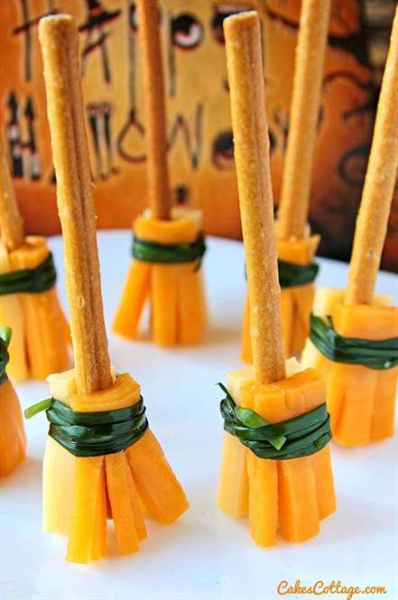 Witches' Cheese Brooms - Easy Halloween Food