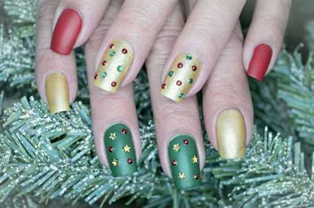 Giáng sinh ý tưởng sơn móng tay vàng