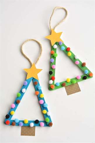 Popsicle Christmas Trees - Christmas Crafts for Kids