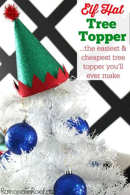 Ý tưởng topper cây thông Noel tự làm mũ elf 