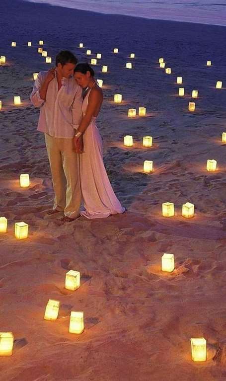 Ánh sáng đèn lồng cho đám cưới bãi biển tự làm