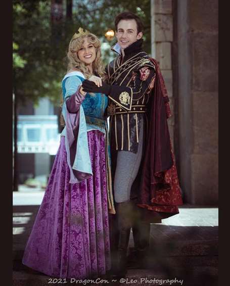 Sleeping beauty and prince phillip couple costumes