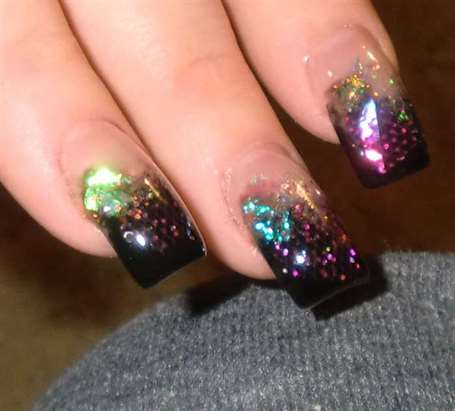 Inset glitter squred tips