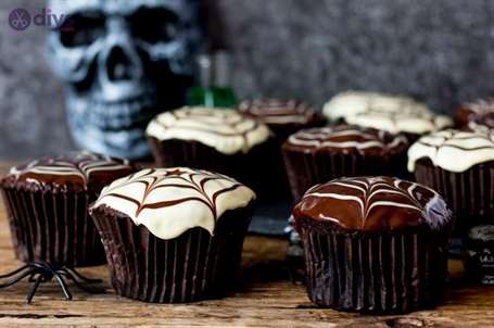 Cute halloween treats spider web cupcakes