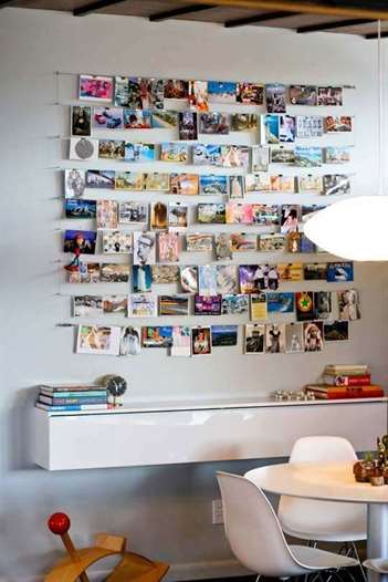 DIY Strung up Photo collage wall