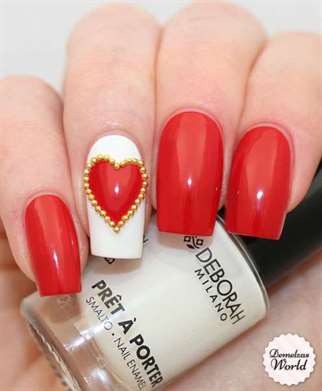 Deborah milano đính trái tim nail art1