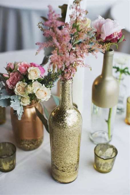 Barn đám cưới long lanh chai centerpieces tự làm