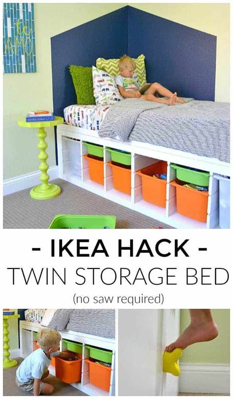 Ikea hack cubbies kệ giường đôi