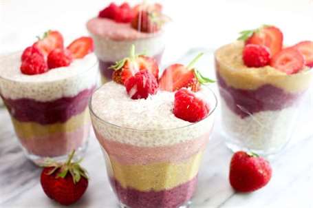 Bánh pudding hạt chia cầu vồng đầy màu sắc