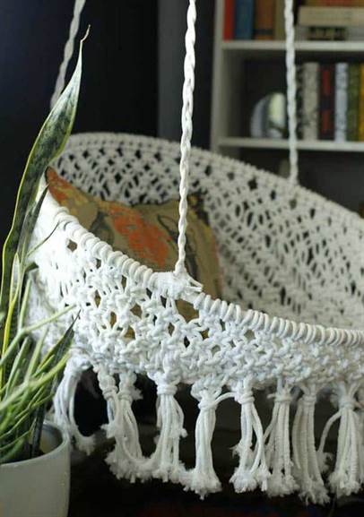 Ghế macrame trắng tự làm