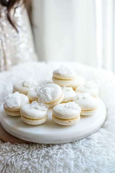 Snowflake Macarons from a Let It Snow Party on Kara's Party Ideas |  KarasPartyIdeas.com