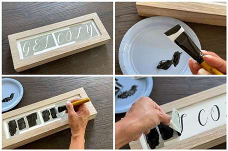 Dấu hiệu phòng khách bằng giấy Stenciled DIY