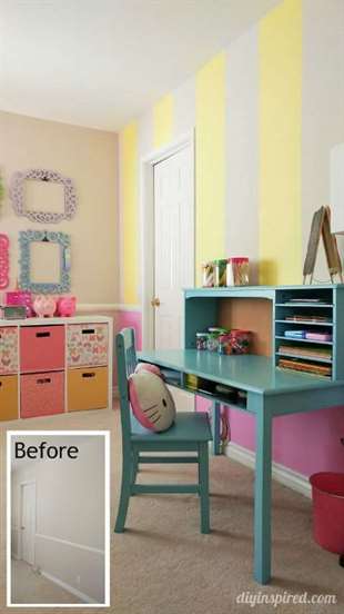 Ý tưởng trang trí phòng ngủ cho bé gái - Hồng vàng xanh - Lấy cảm hứng từ DIY