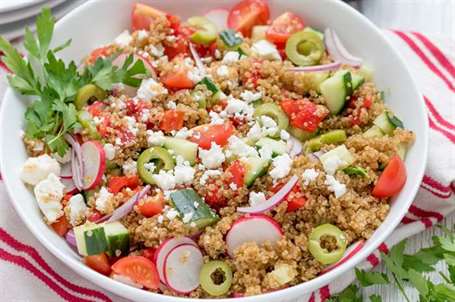 Công thức bát quinoa Hy Lạp rộng
