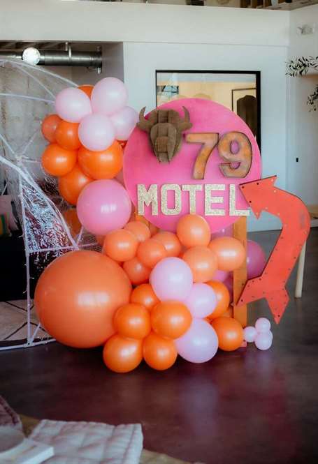 Motel 79 Balloon Backdrop from a Whimsical Into the Wild Party on Kara's Party Ideas |  KarasPartyIdeas.com