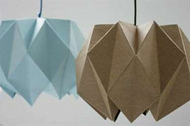 Chụp đèn origami màu nâu và xanh lam