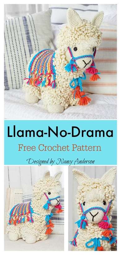 Mẫu móc len miễn phí Llama no drama amigurumi 