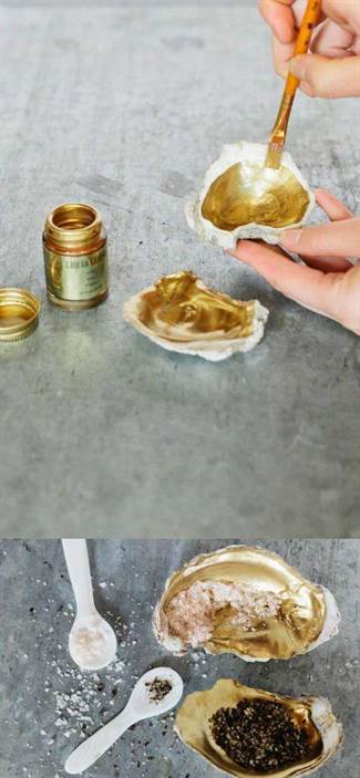 Vàng kim loại sơn vỏ sò món ăn gia vị